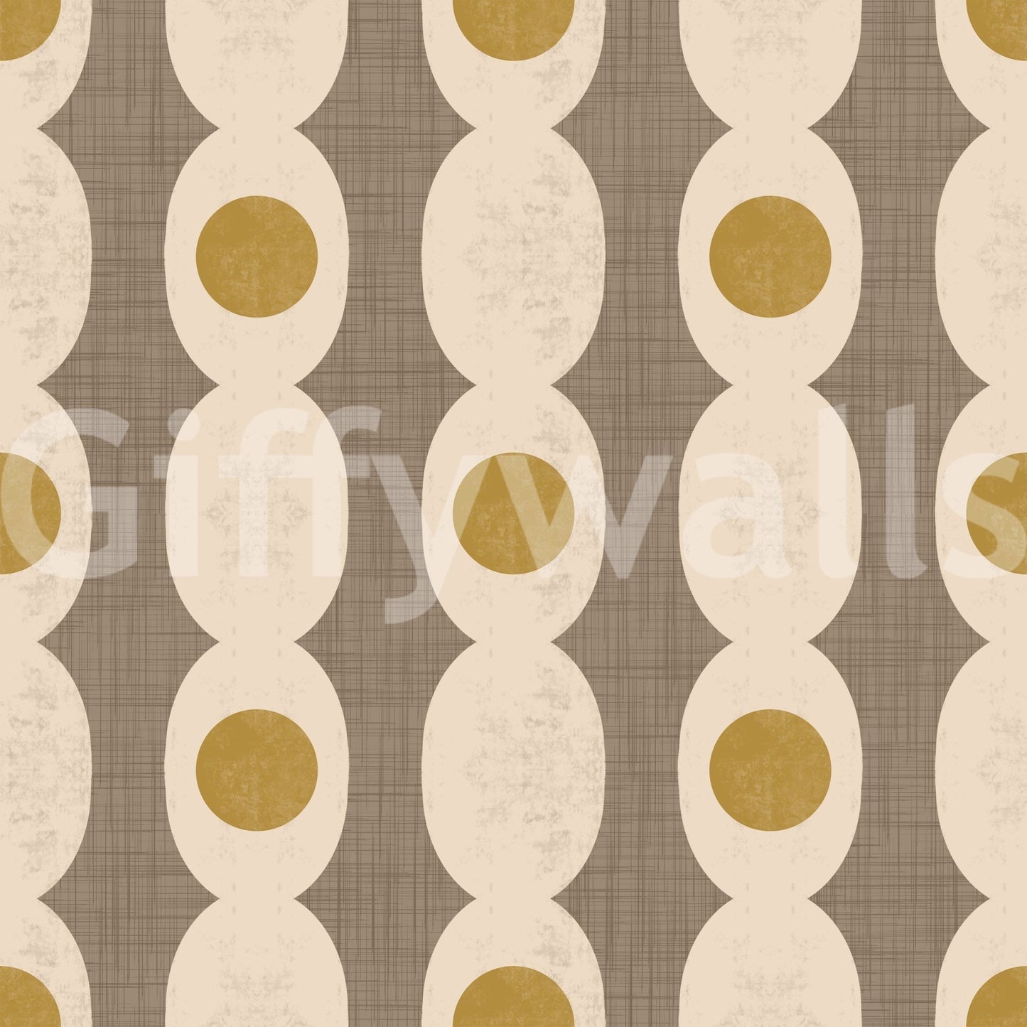 Atomic Age beige wallpaper featuring bold yet understated retro abstractions.