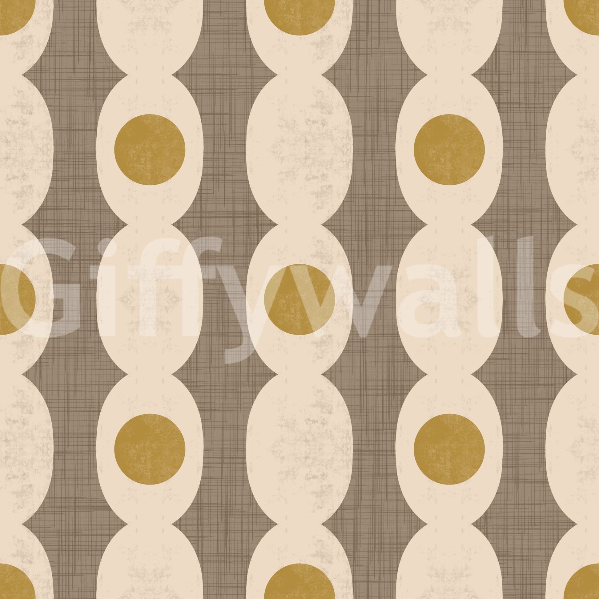 Atomic Age beige wallpaper featuring bold yet understated retro abstractions.