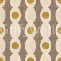 Atomic Age beige wallpaper featuring bold yet understated retro abstractions.