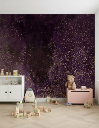 Modern Galaxy Wall Décor – Aubergine and lavender hues forming a stunning celestial mural for contemporary interiors.