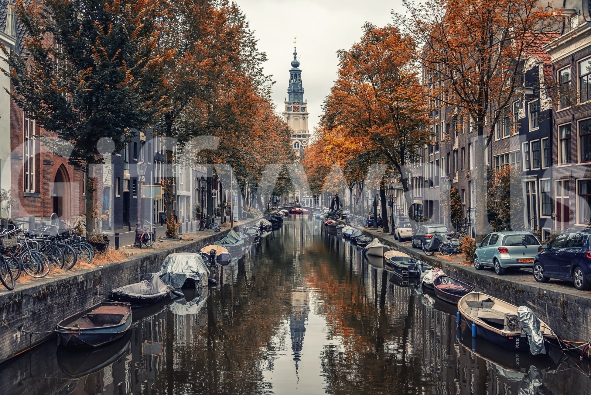 Autumn Canal Charm Wall Mural