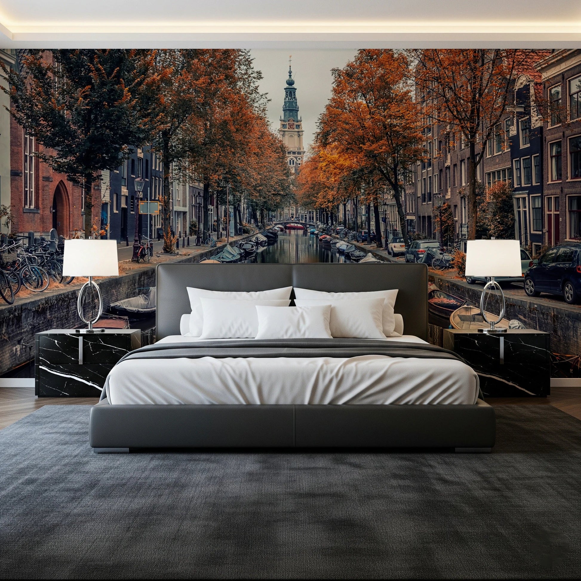 Autumn Canal Charm Wall Mural