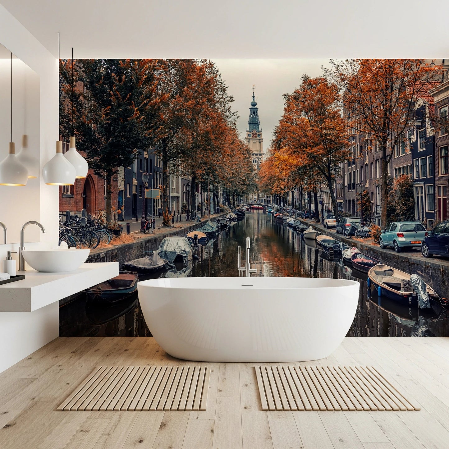 Autumn Canal Charm Wall Mural