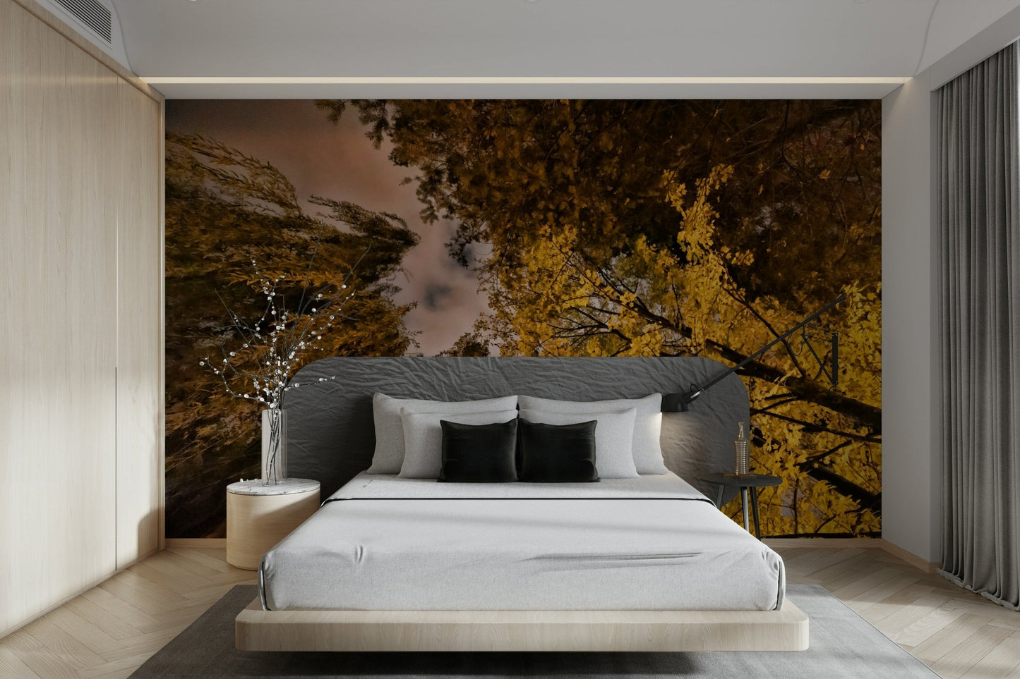 Fall-themed mural wallpaper
