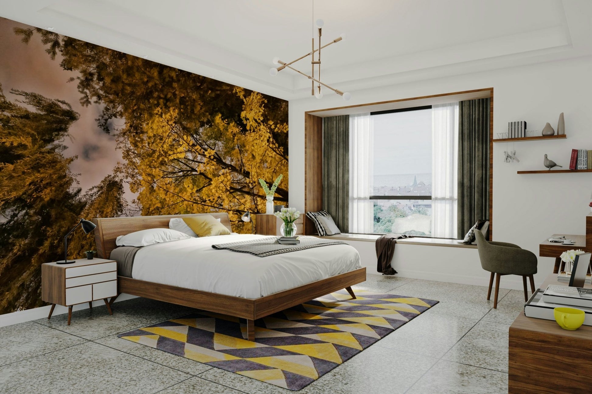 Twilight sky with fall canopy design
