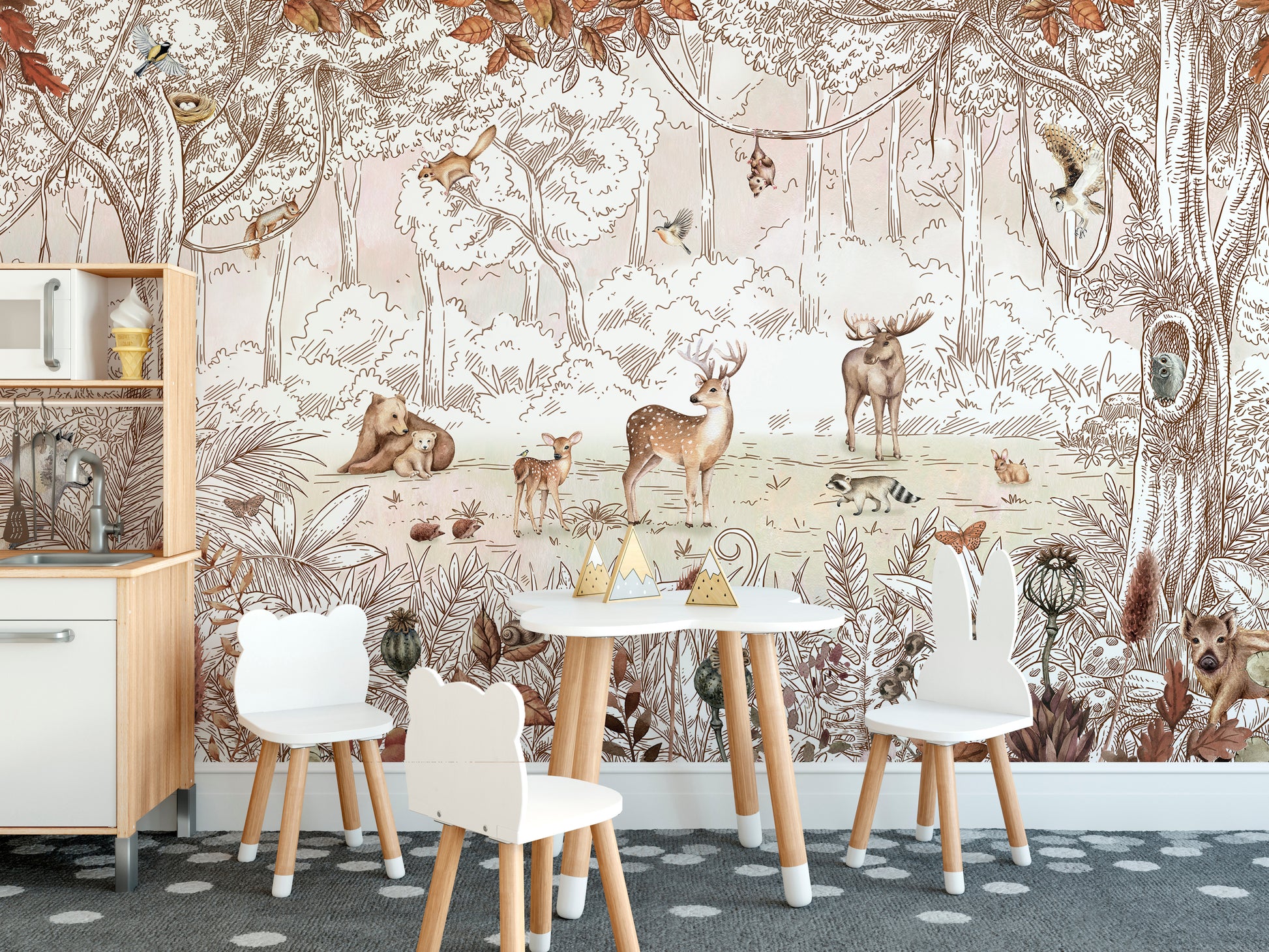 Autumn Forest Friends Wallpaper Mural - Giffywalls