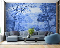Watercolor autumn forest wallpaper mural for a serene fall ambiance.