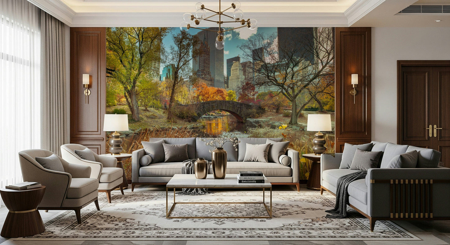 Manhattan's Autumn Embrace Wall Mural