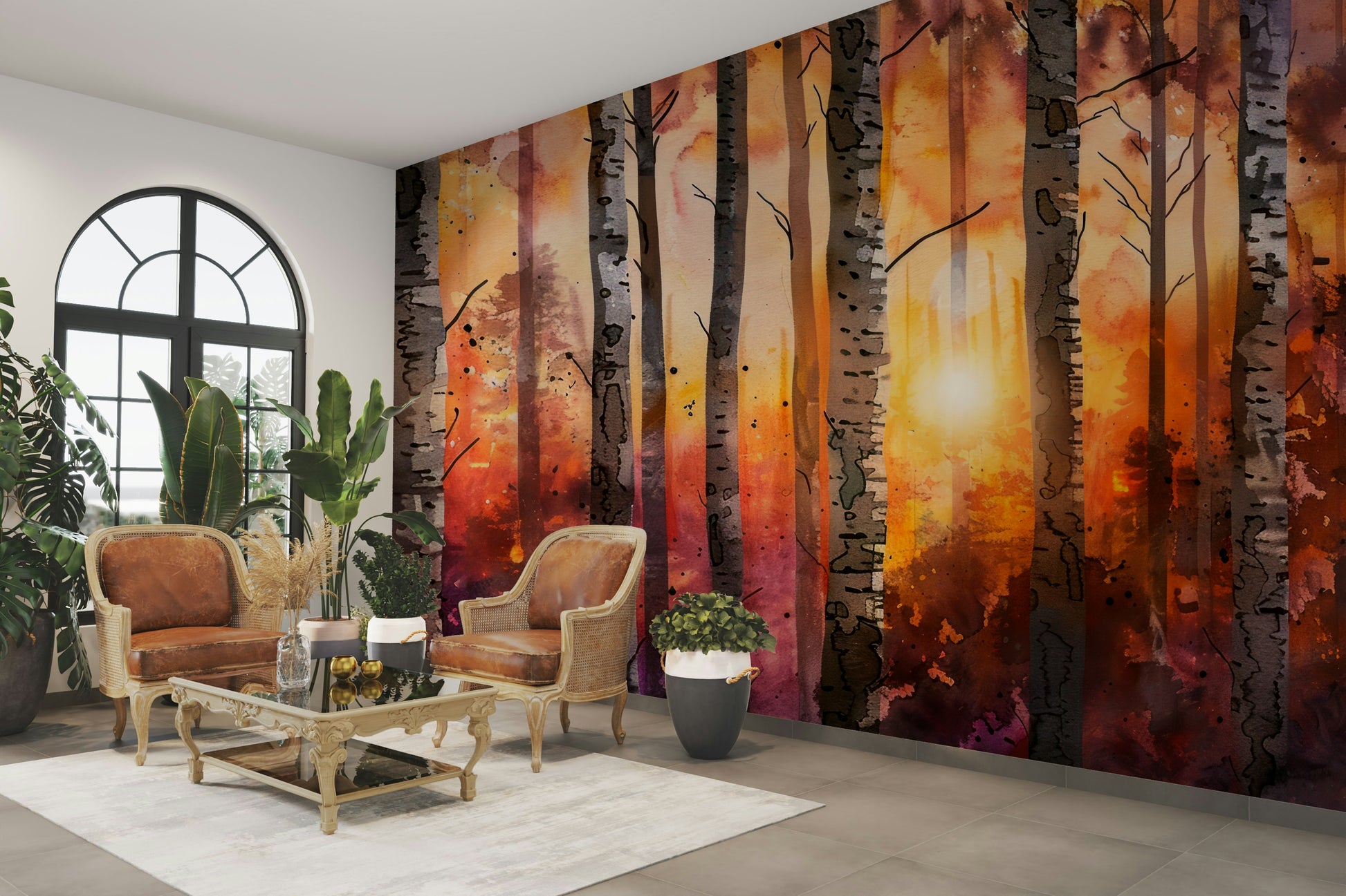 Golden forest wall mural

