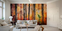 Autumn Nordic birch forest wall mural

