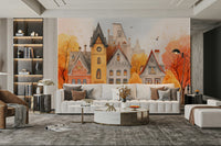 Autumn Town scenic wall covering

