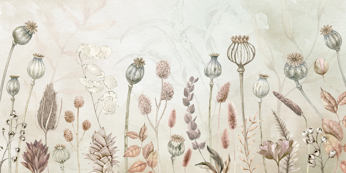 Autumn Flowers Wallpaper Mural For Wall in your room — zoomed