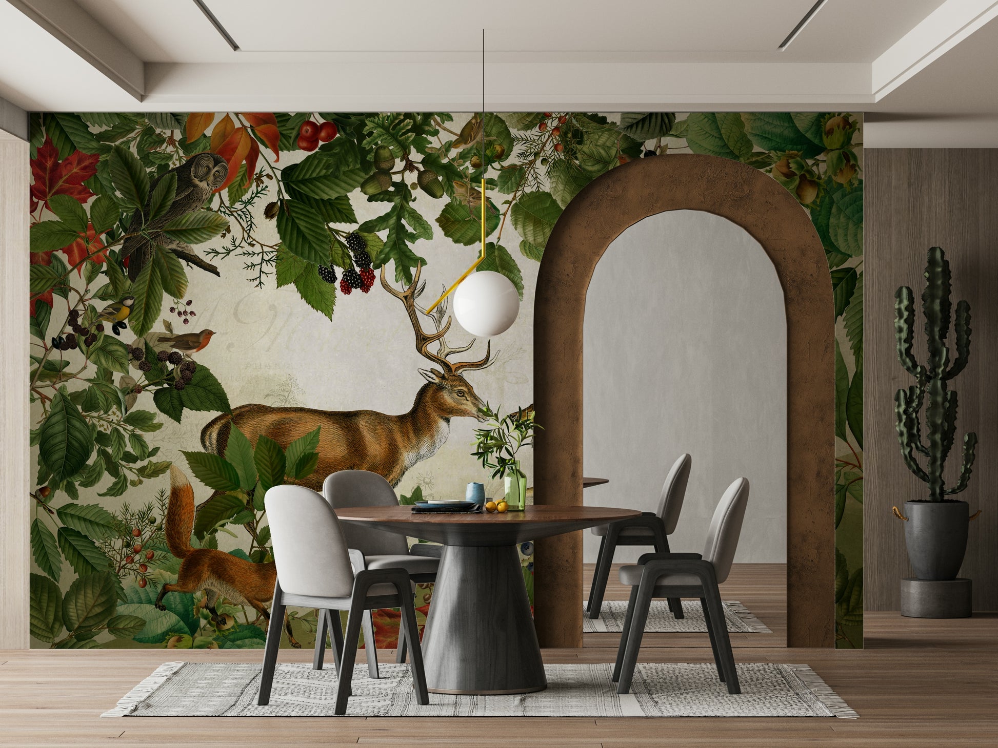 Hand-painted seasonal mural wallpaper

