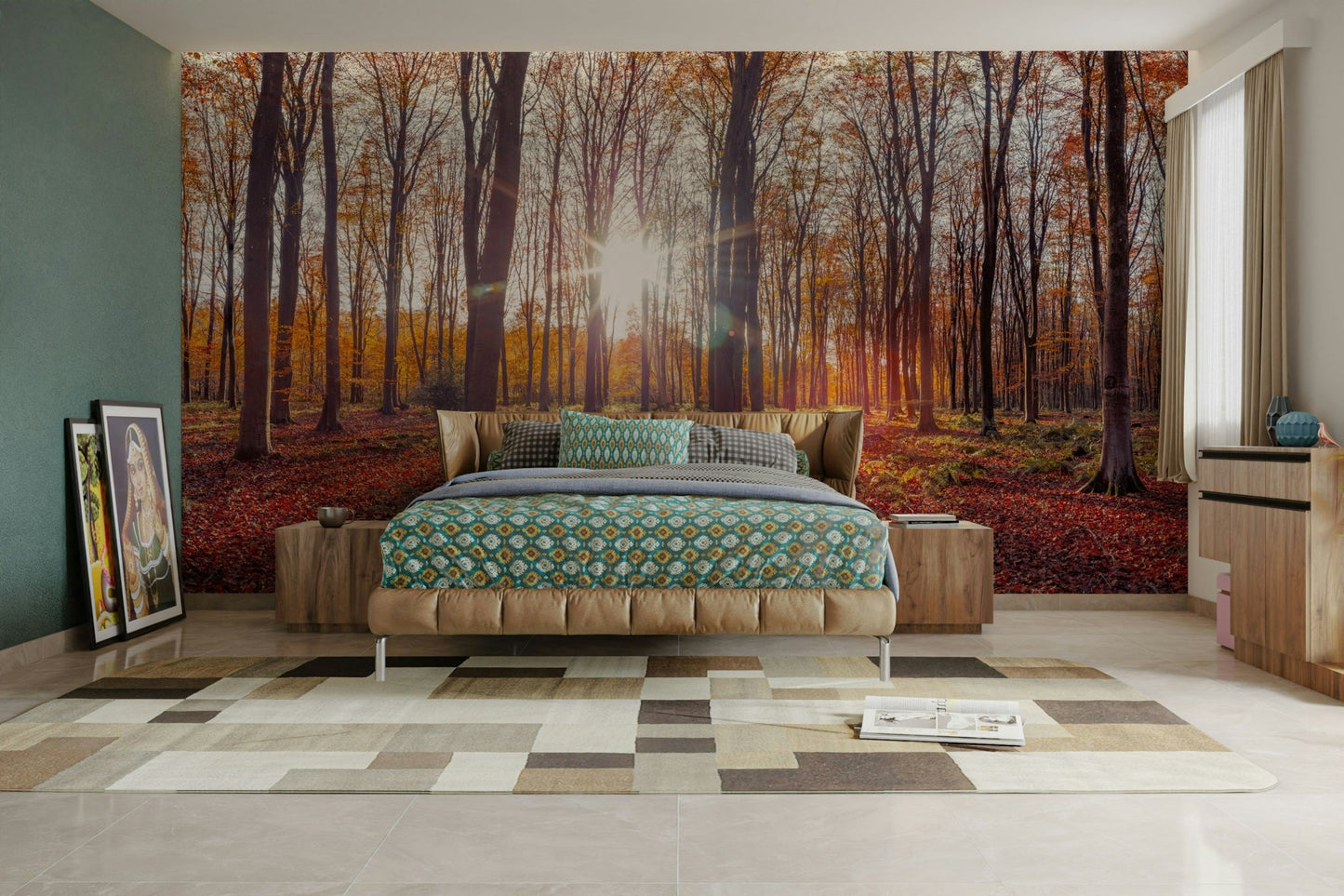 Cozy autumn colors in a stunning wall mural for interiors

