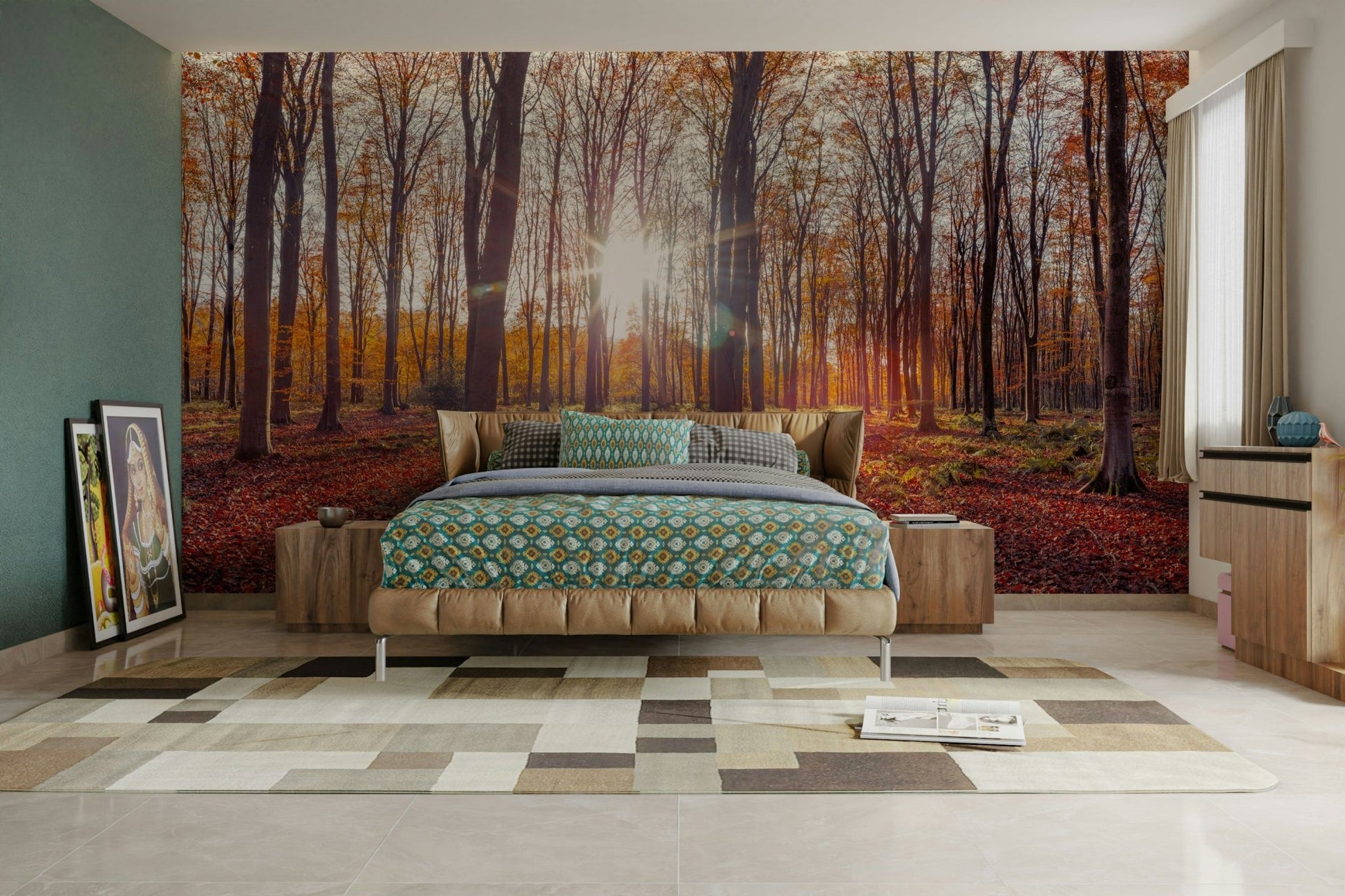 Cozy autumn colors in a stunning wall mural for interiors

