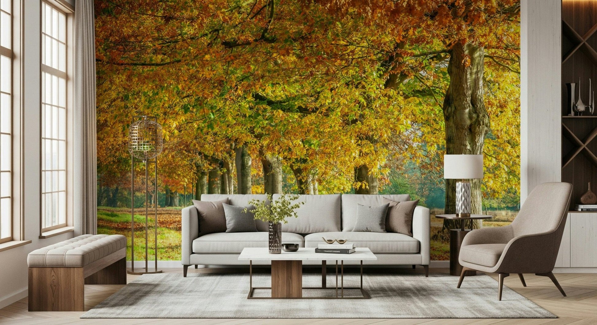 Autumn's Avenues Wall Mural