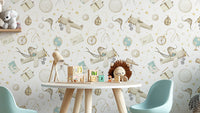 Vintage airplane wallpaper for kids rooms