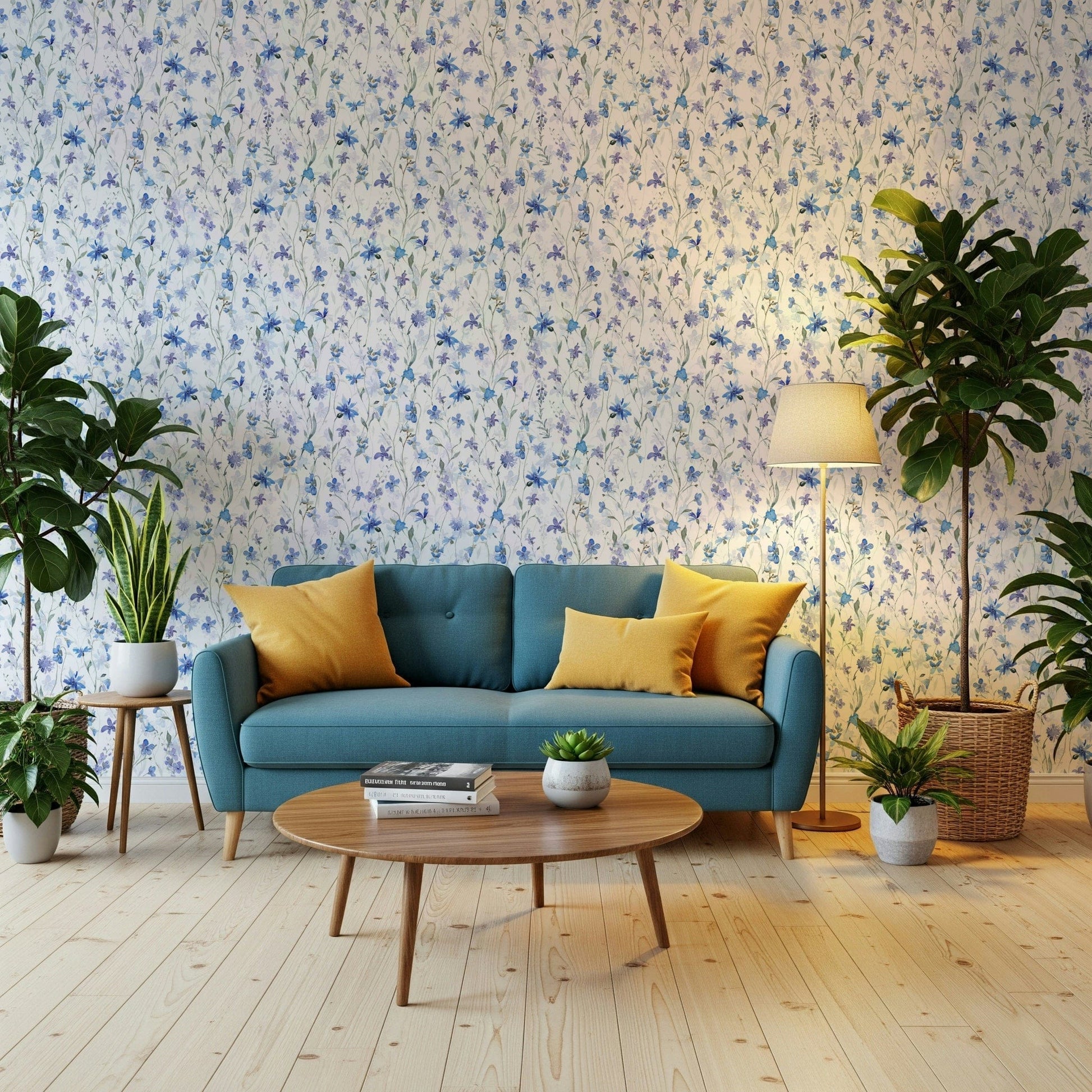 Detailed view of the matte finish on a high quality botanical wallpaper piece.