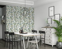 Exquisite Azure Bloom Trail botanical print paper decorative flower branch.