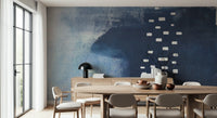 An artistic minimalist form mural for home decor.