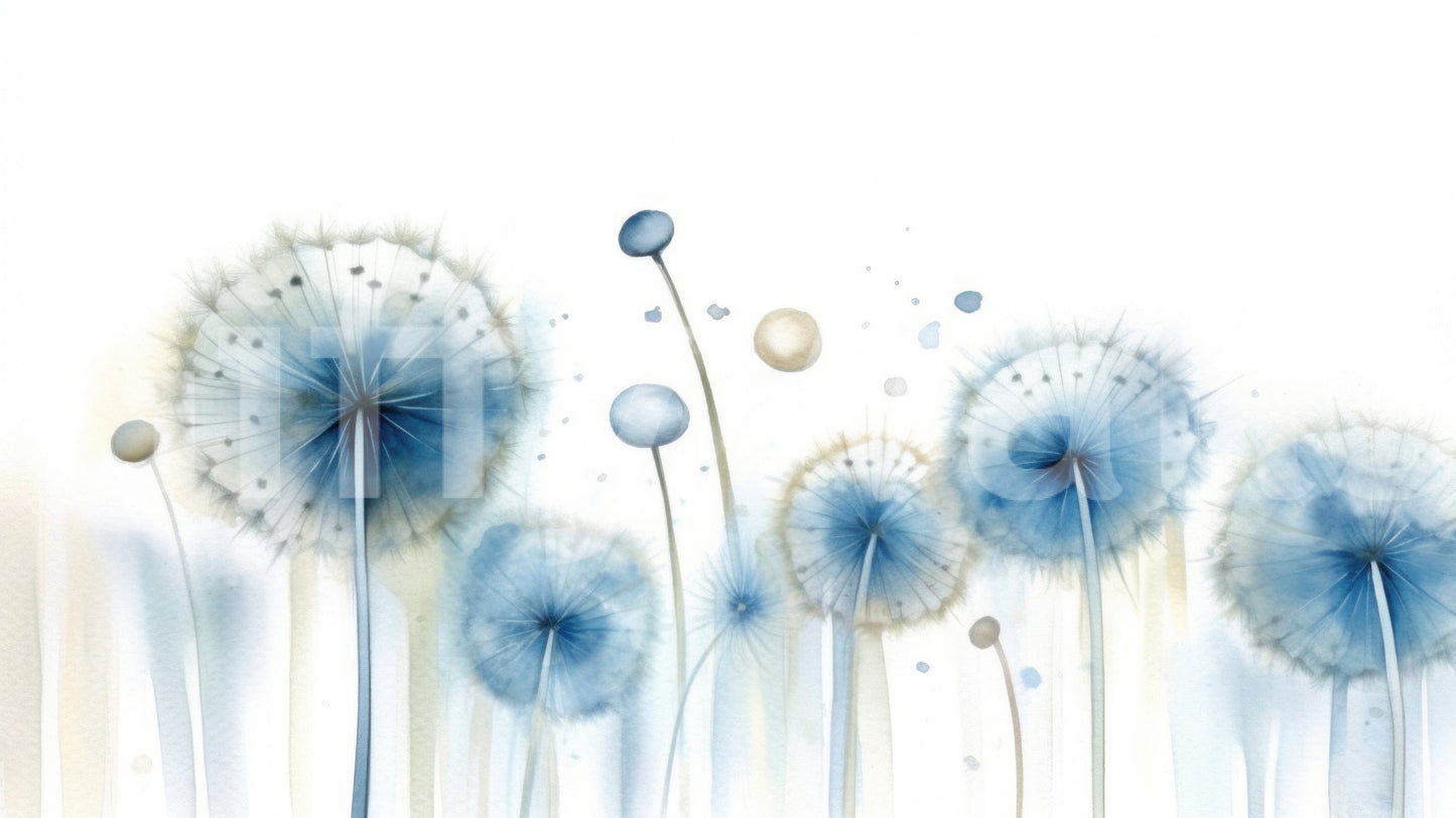 Azure Dreams: Dandelion Whispers Wall Mural