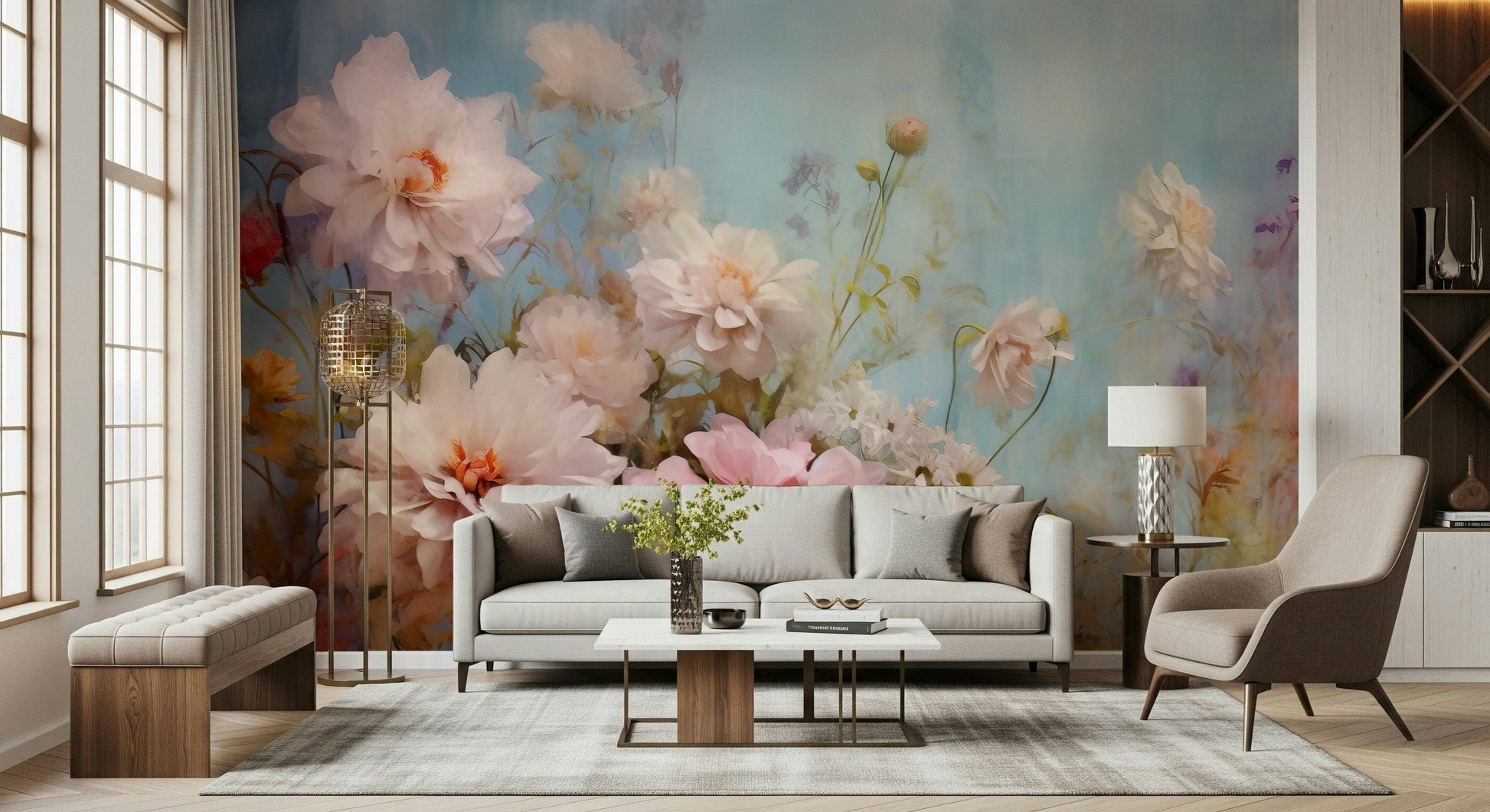 A classic floral wallpaper for walls.

