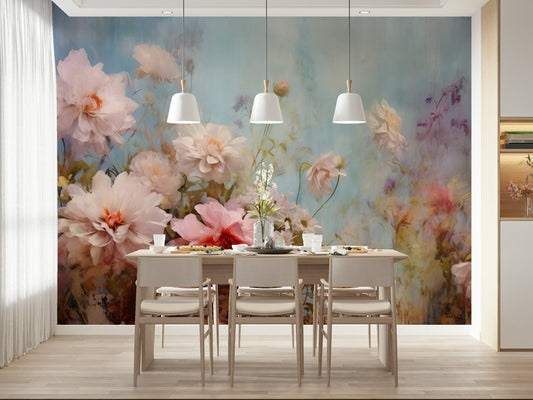 A beautiful blooming azure wallpaper mural for a modern home.


