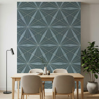 Clean angular starburst mural known as Azure Radiance.