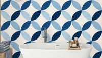 A wallpaper with an interlocking geometric pattern.

