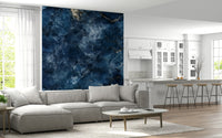 Azure Depths Wall Mural — deep sea tones and abstract patterns creating tranquil interiors.