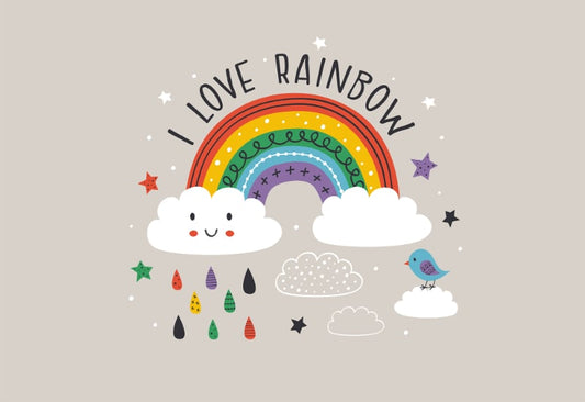 Buntes Regenbogen und weiße Wolken Wallpaper