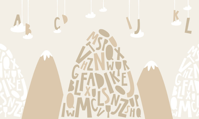 Couleur brun doux Alphabet Mountain Kids Wallpaper