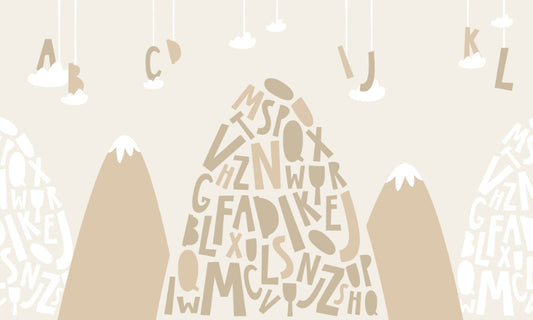 Soft Brown Color Alphabet Mountain Kids Wallpaper