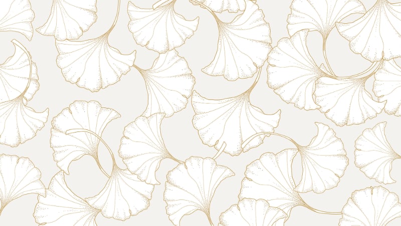 Murale astratto di carta da parati della pianta ginkgo oro