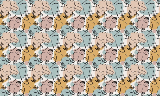 Modern Human Face Line Art Wallpaper