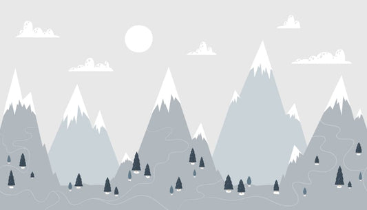 Trendy Scandinavian Mountain Wallpaper Mural