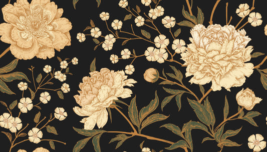 Mørke peony blomster tapetmalerier