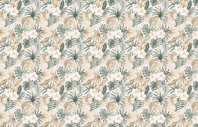 Tropical Floral Foliage Palm Leaves Wallpaper