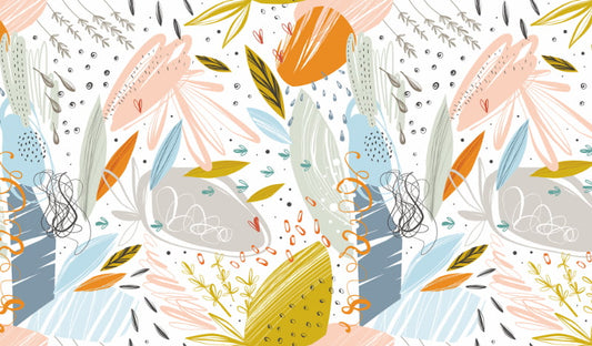 Färgglad blommig doodle tapet