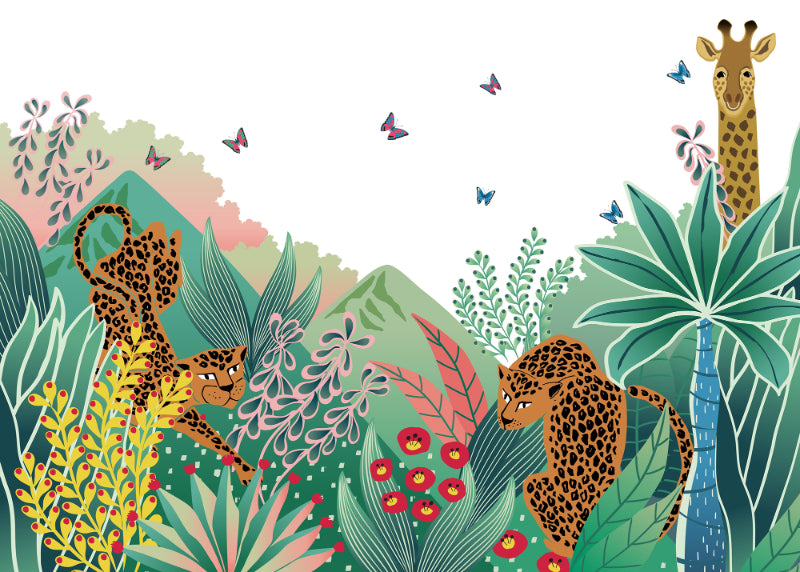 Leopard und Giraffe Kids Wallpaper Wandbilder in your room
