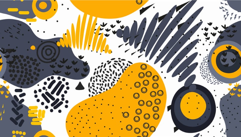 Blue and Yellow Abstract Shapes Wall Murals in your room