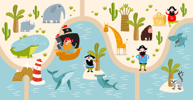 Pirate Animals Kids Wallpaper