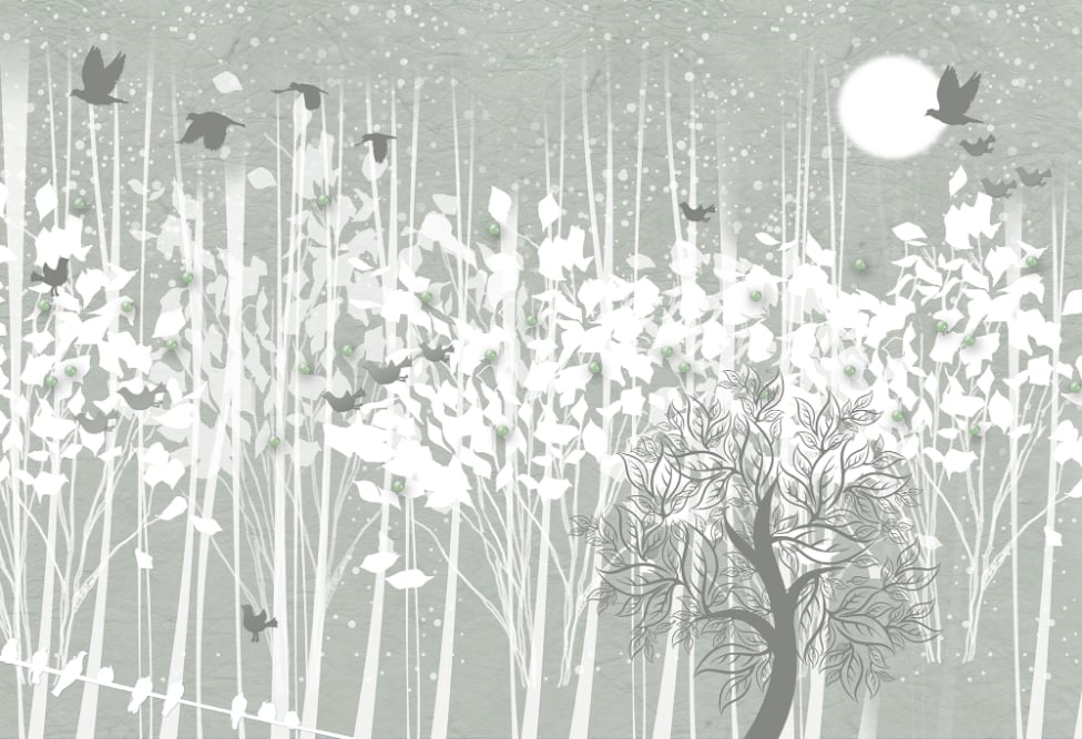 Fond de papier peint de la forêt de neige hivernale 3d