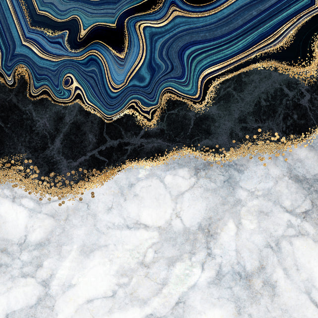 Blaues Achat Goldene Venen Marmor Wallpaper Wandgemälde in your room — zoomed