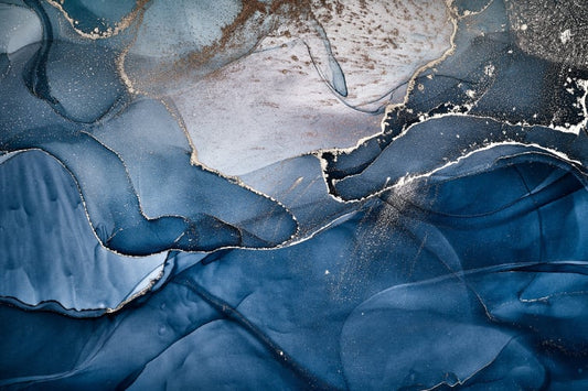 Murali di carta da parati inchiostri alcolici blu