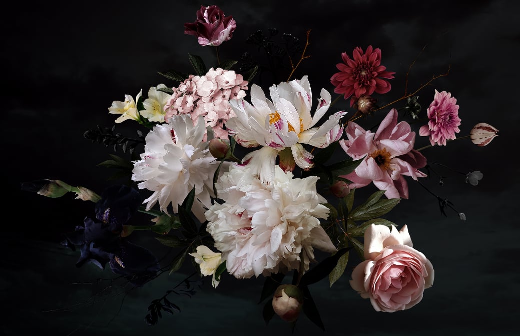 Smukke haveblomster tapet vægmaleri
