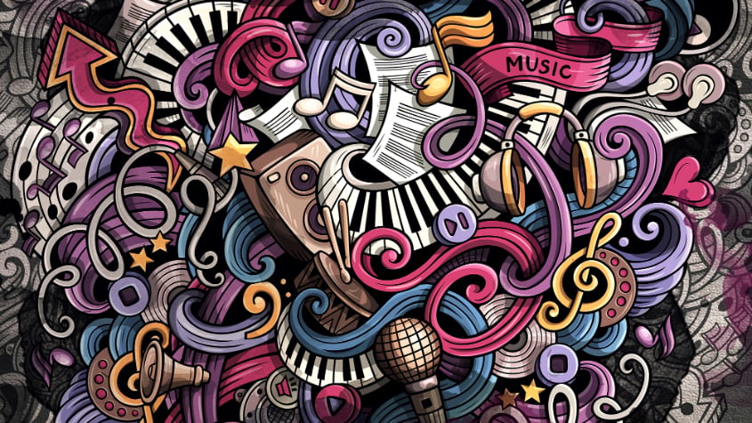 Musicalic Doodles Art Wallpaper Wandbilder