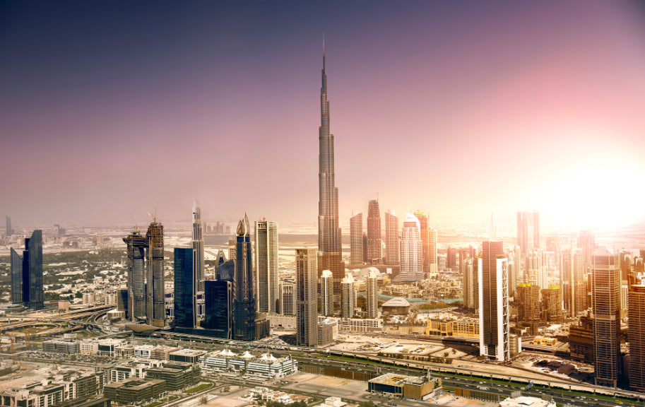 Dubai i centrum vid solnedgången tapeter väggmålningar in your room — zoomed