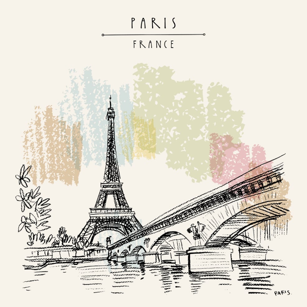Eiffel Tower Drawing Wallpaper pour les murs in your room