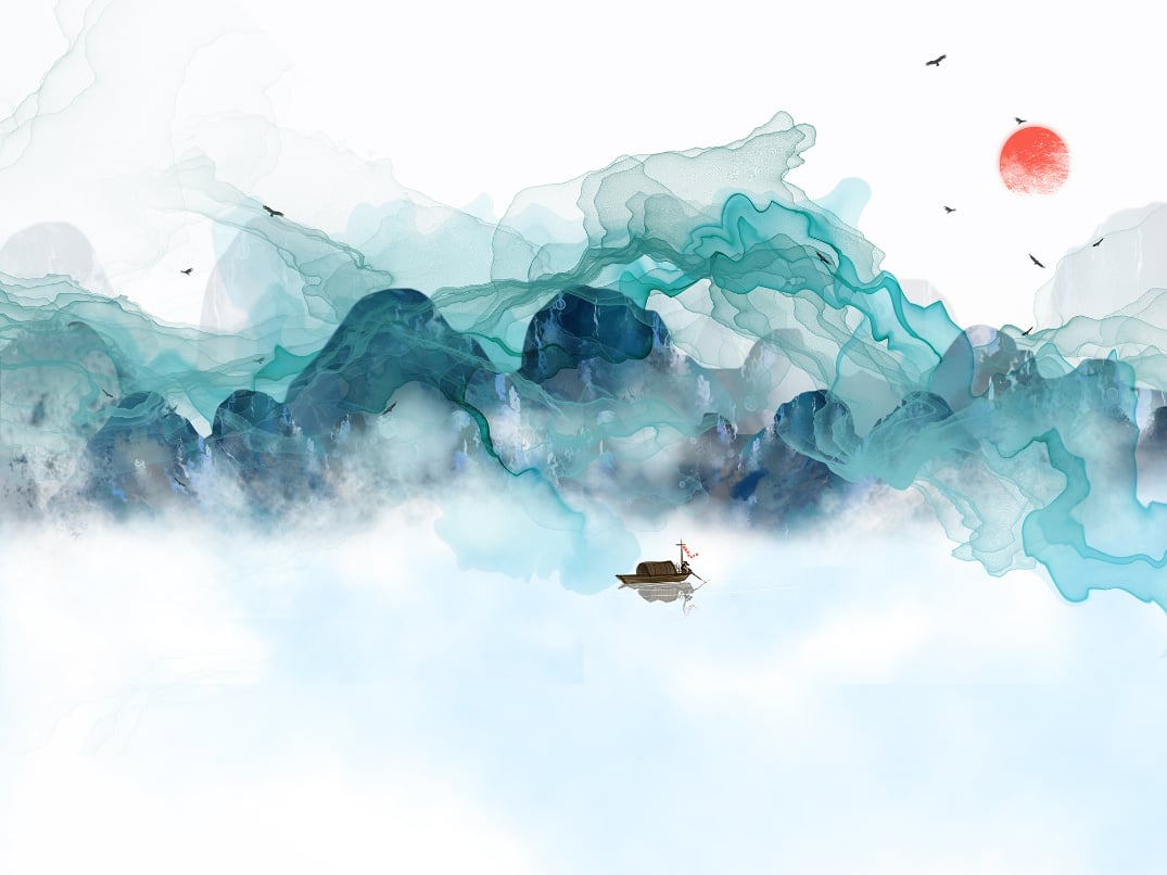 Abstract Mountain Scene Wallpaper Mural